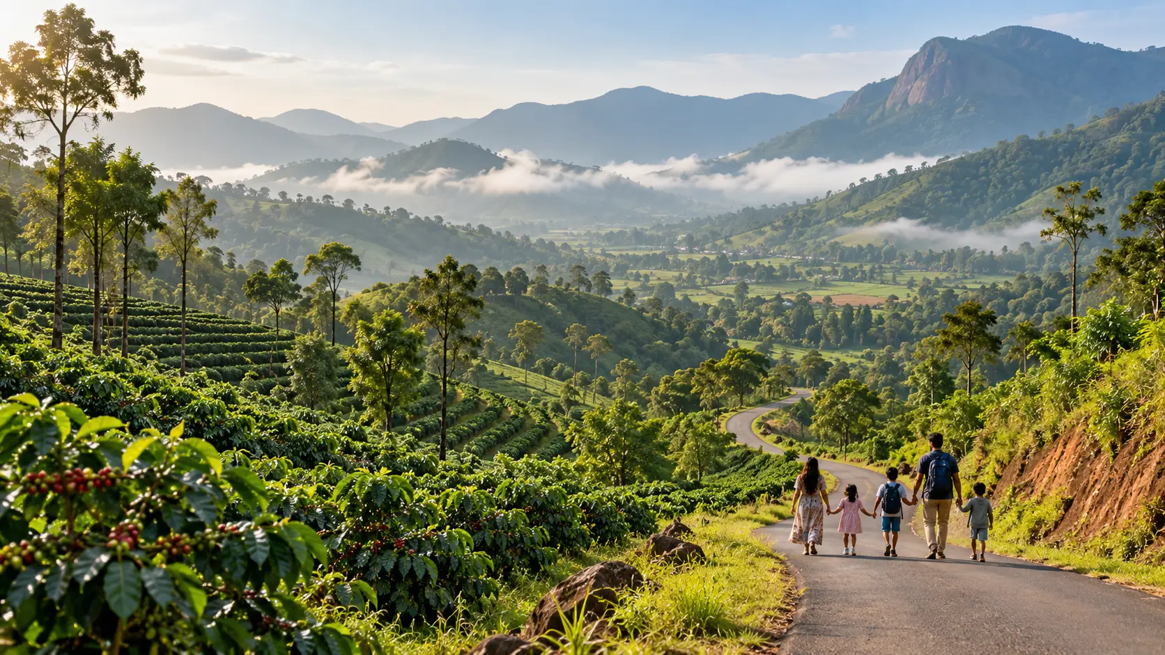 Green hills and coffee plantations in Araku Valley