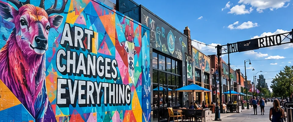 Illustrative street art scene in RiNo Art District