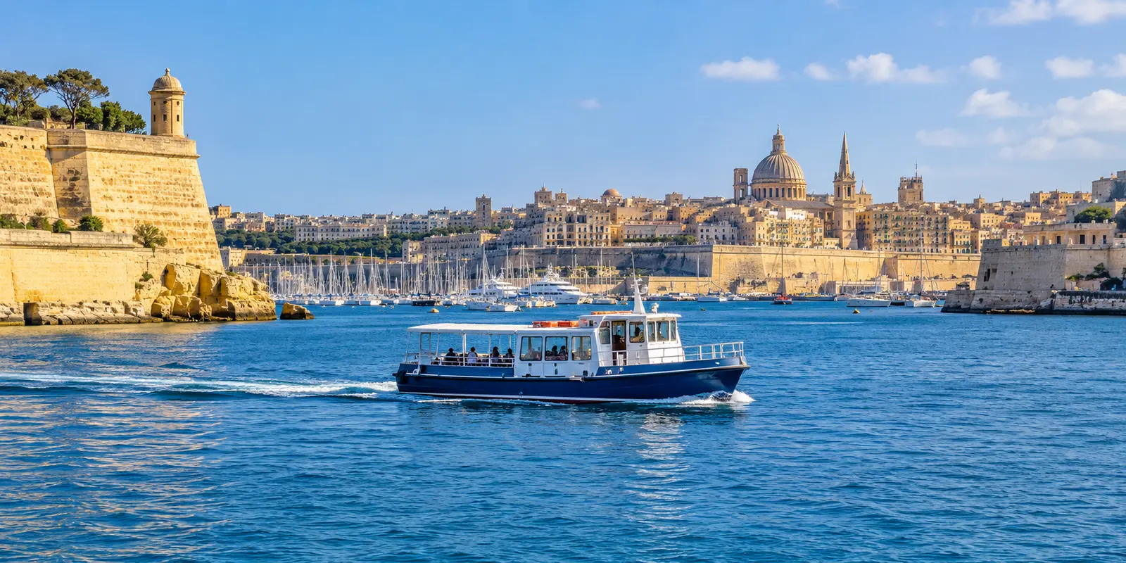 Passenger ferry crossing the harbour between Sliema and Valletta