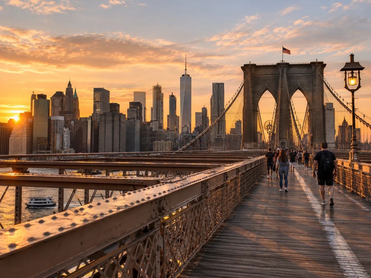Illustrative Brooklyn Bridge at golden hour