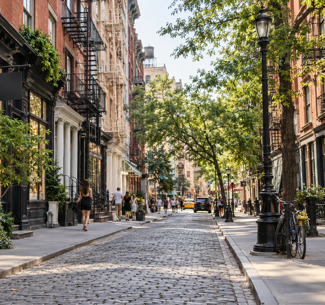Illustrative downtown Manhattan neighbourhood street