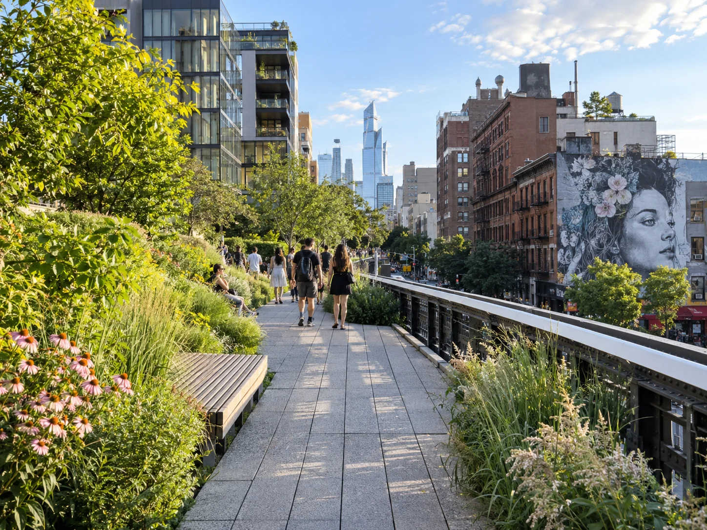Illustrative High Line elevated park in Manhattan