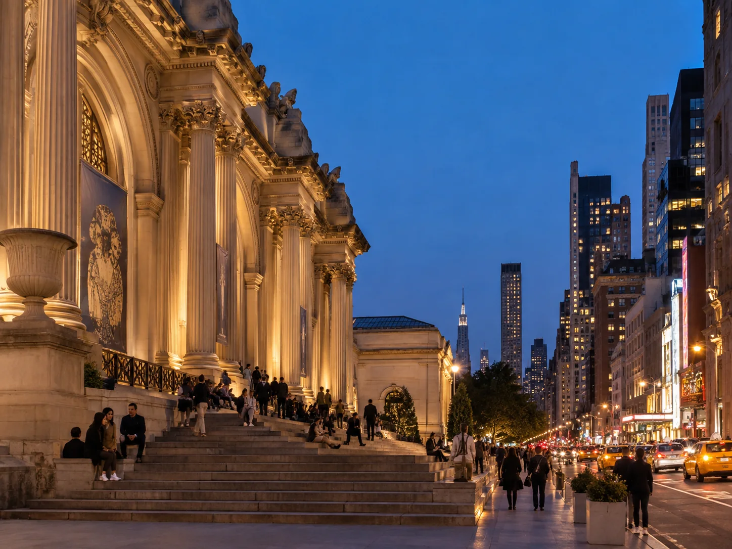 Illustrative Metropolitan Museum of Art at twilight