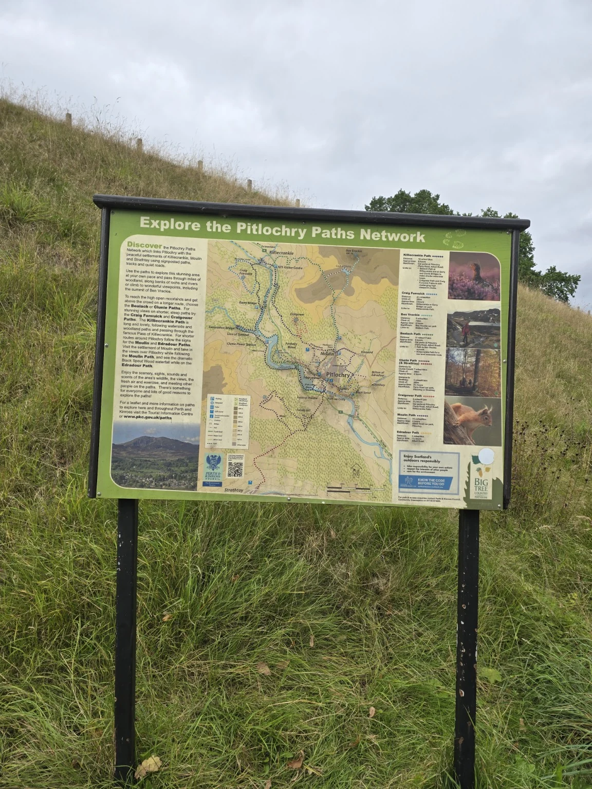Explore the Pitlochry Paths Network information sign