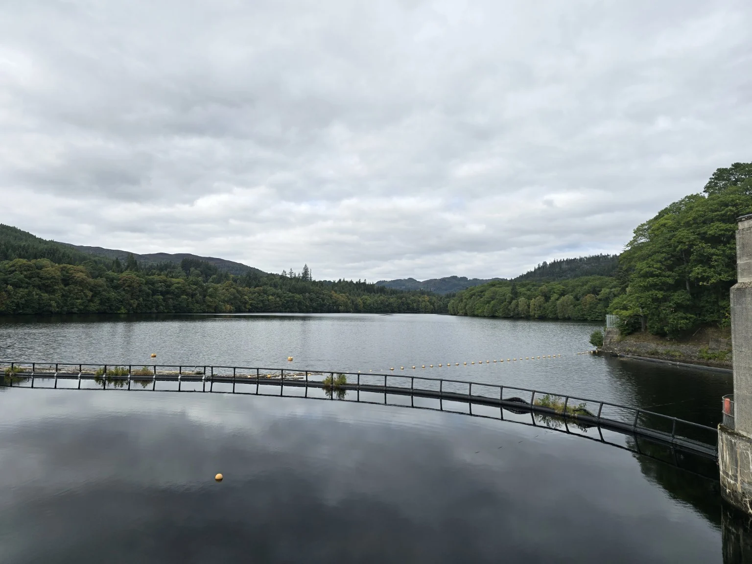 Wide panorama across Pitlochry reservoir