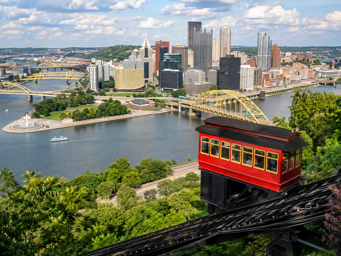 Duquesne Incline with Pittsburgh skyline