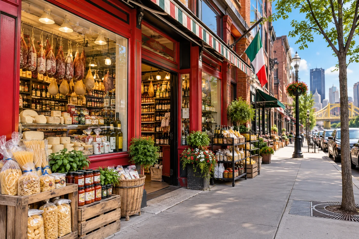 Illustrative Italian grocery storefront in Pittsburgh