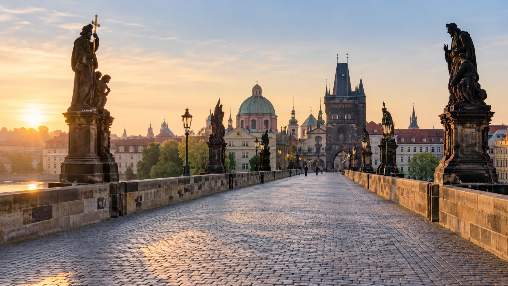 Charles Bridge in Prague in the early morning